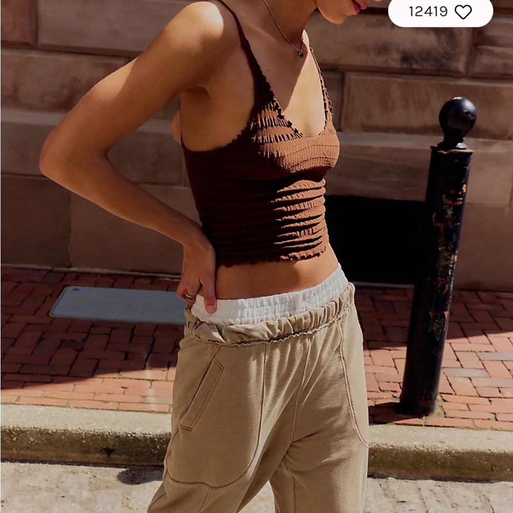 NWT Free People Chocolate Ribbed Crop Top
